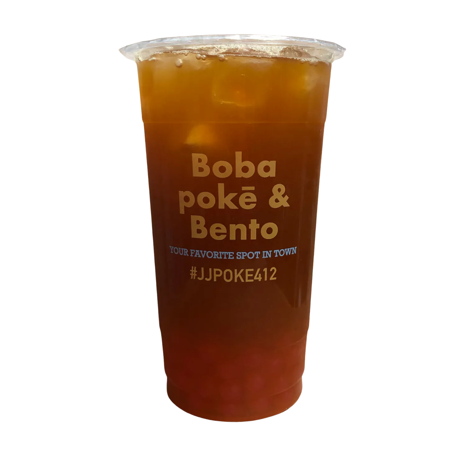 Refreshing lychee iced black tea at JJ Poke Bowl & Taiwanese Bubble Tea Store in Pittsburgh.